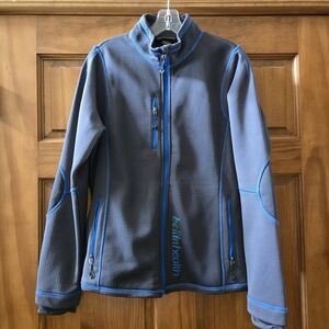 North End Pulse Textured Bonded Fleece With Gray& Blue Full Zip Jacket Women LG